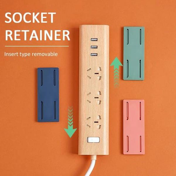 Wall-Mounted Sticker Punch-Free Plug Power Outlet Holder Removable- 5pis